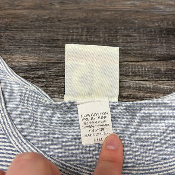 Vintage 90s Cedar Point Shirt Striped Blue White Mens L XL Destination Tank Top - Picture 9 of 9